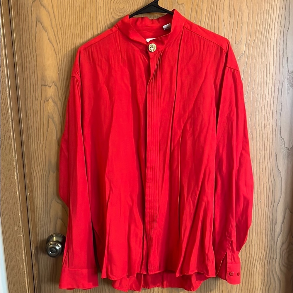 Winners Vintage Men's Red Rayon Button Up‎ Dress Shirt Large